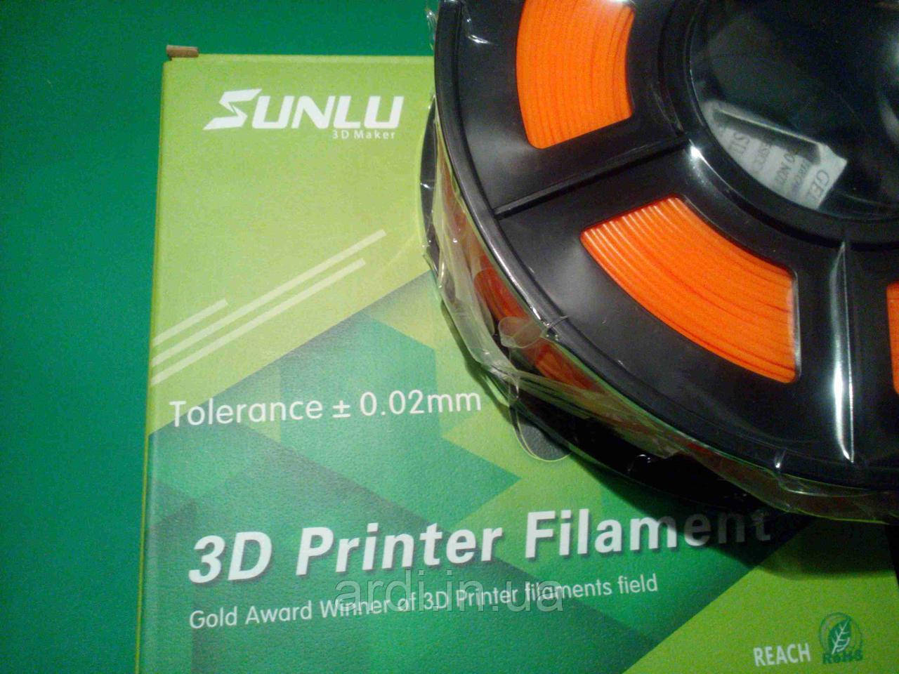 Філамент пластик ABS 1кг 1.75 мм SUNLU для 3D-принтера, жовтогарячий, фото 1