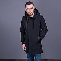 Чоловіча демісезонна куртка (подовжена), чорного кольору