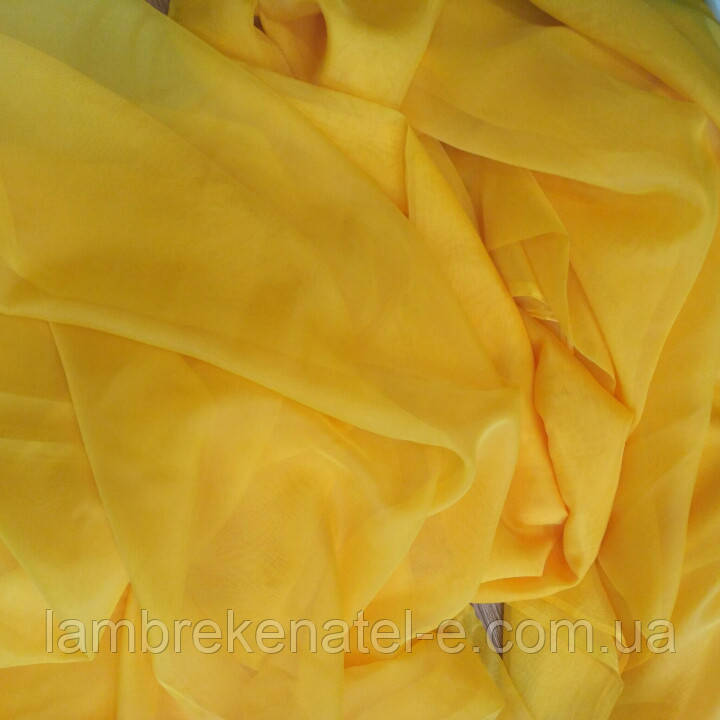 Тюль шифон жовтий яскравий, залишок 5,5  м