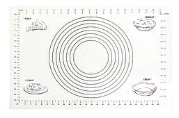 Армований силіконовий килимок для розкочування тіста, килимок для запікання, килимок з розміткою 61х41см
