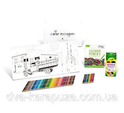 Набір для творчості, малювання Crayola Color Escapes Coloring Pages & Pencil Kit, Ameria Edition! ОЧЕНКА!, фото 1