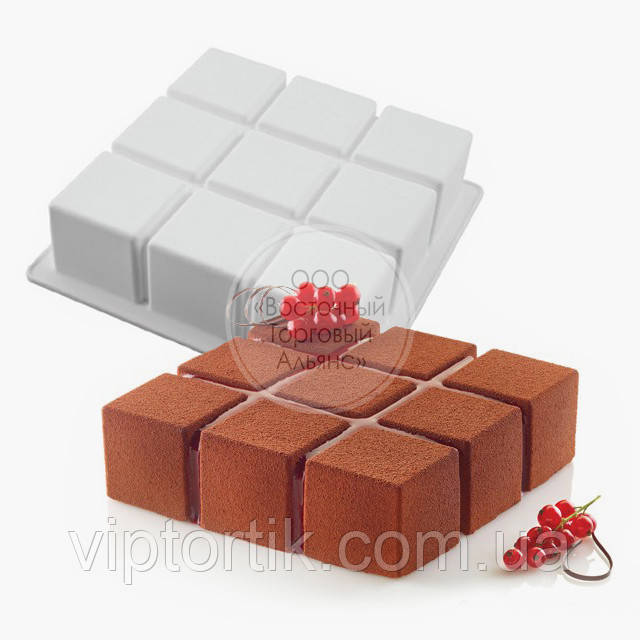 Форма силіконова для мусових тортів — Cubik — 17х17 см, фото 1