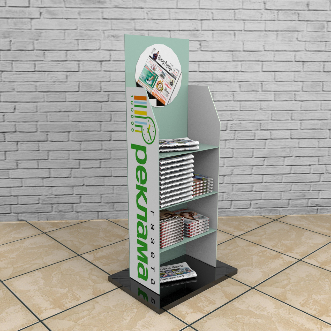 Металева POS-стійка для газет і журналів Eko Press під замовлення, фото 1