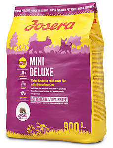 Корм Йозера Міні Делюкс Josera Mini Deluxe беззерновой для дрібних порід собак з ягням 900 г