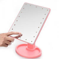 Косметическое зеркало с подсветкой Large Led Mirror 22 светодиодов -розовое