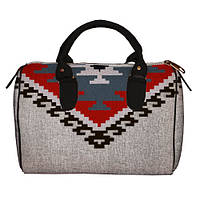 Сумка бочка Barrel Красно-серый орнамент 28x18x17 см (SB_14S040_BL)