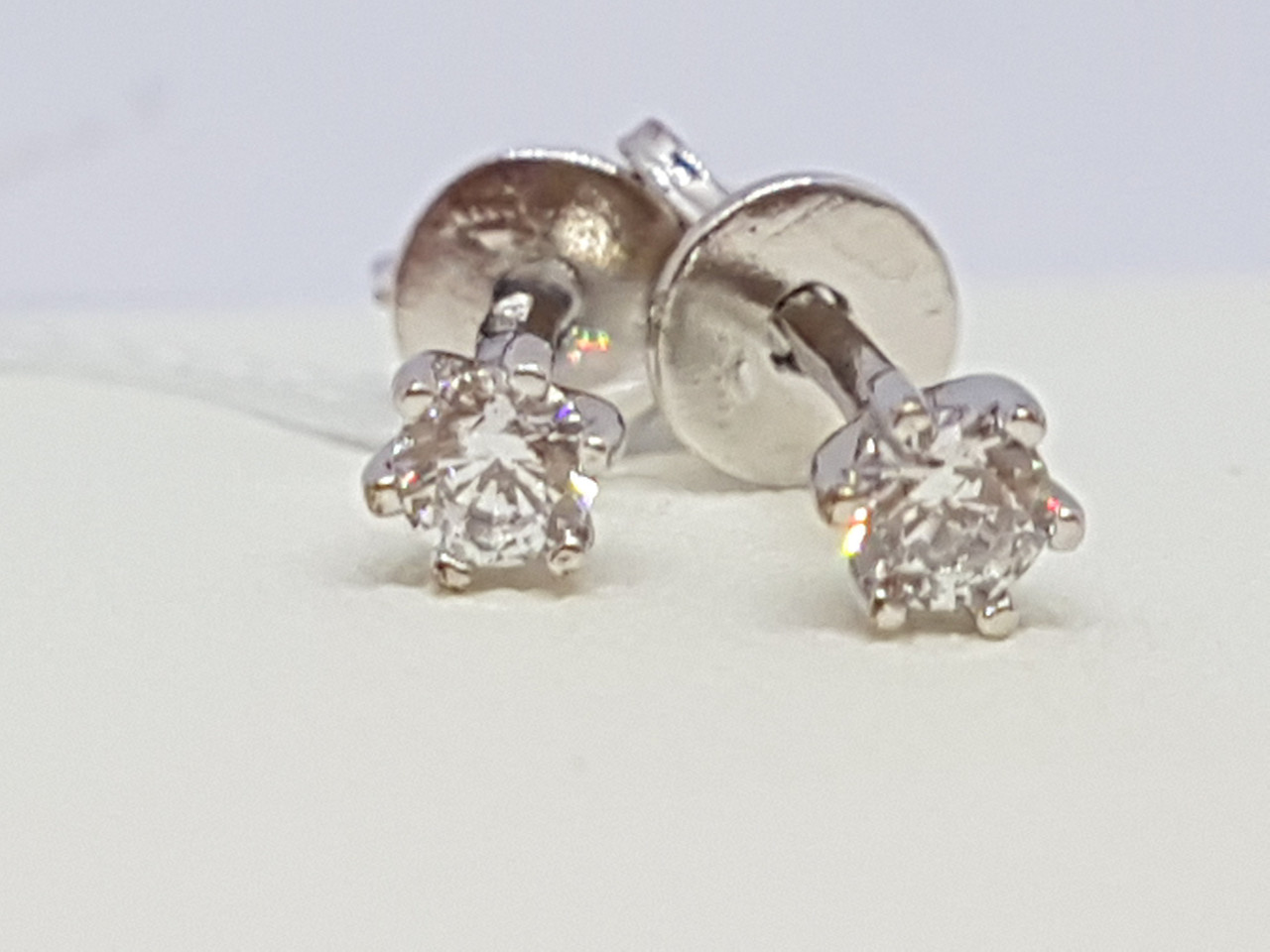 Золоті сережки-пуссети з фіанітами. СП286БИ, фото 1