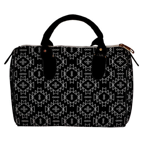 Сумка бочка Barrel Простой орнамент на черном фоне 28x18x17 см (SB_15D066_BL)