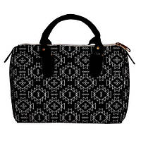 Сумка бочка Barrel Простой орнамент на черном фоне 28x18x17 см (SB_15D066_BL)