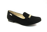 Туфли женские нубук черные низкий каблук