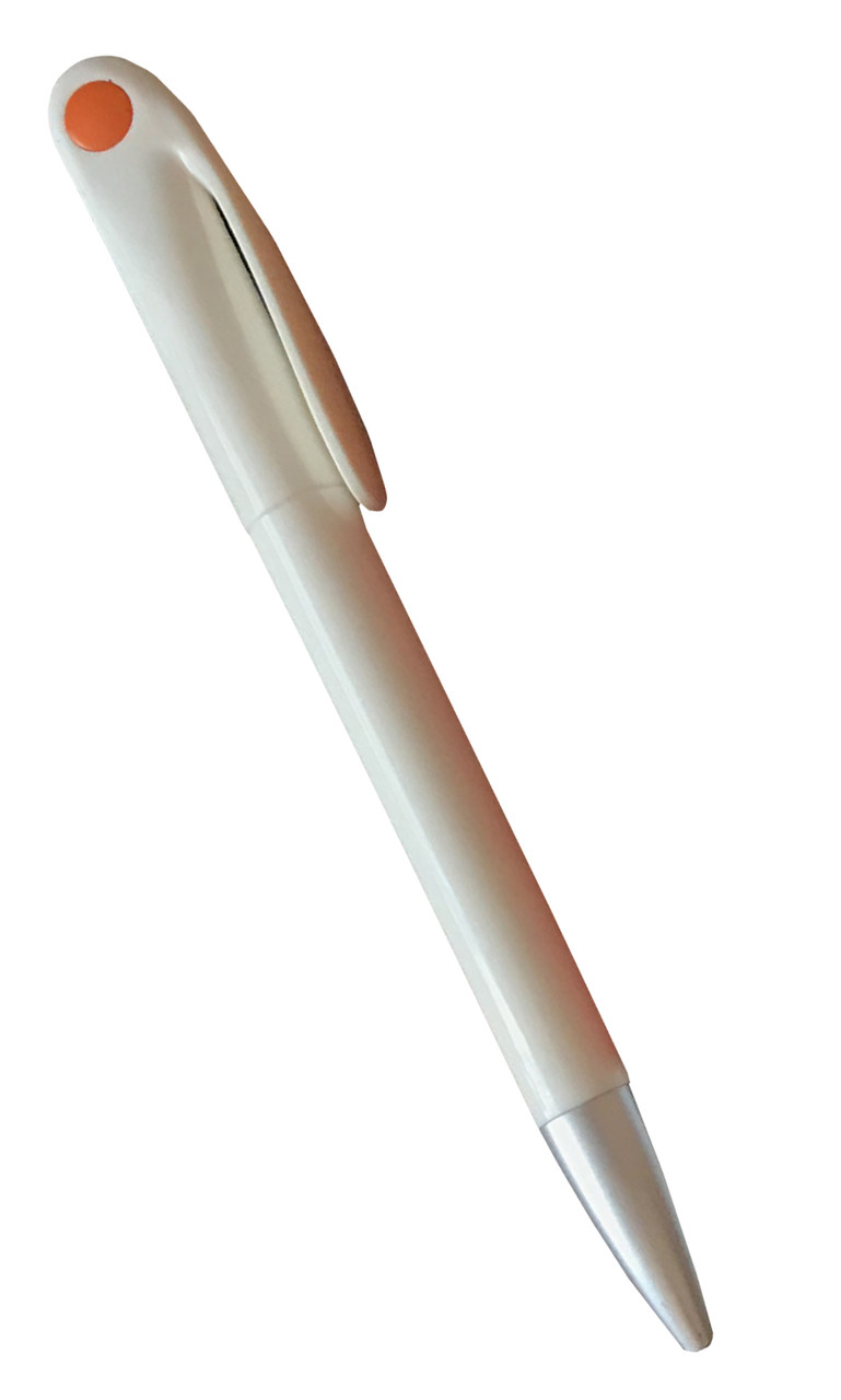 Ручка пластикова для лазерного трансферу біла з помаранчевої краплею, фото 1
