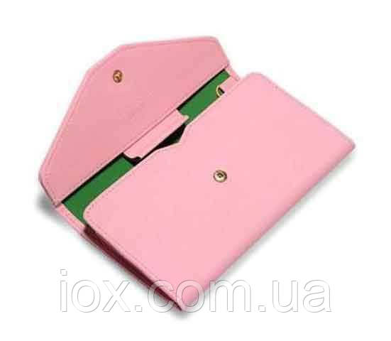 Жіночий ніжно-рожевий портмоне-чохол для телефону