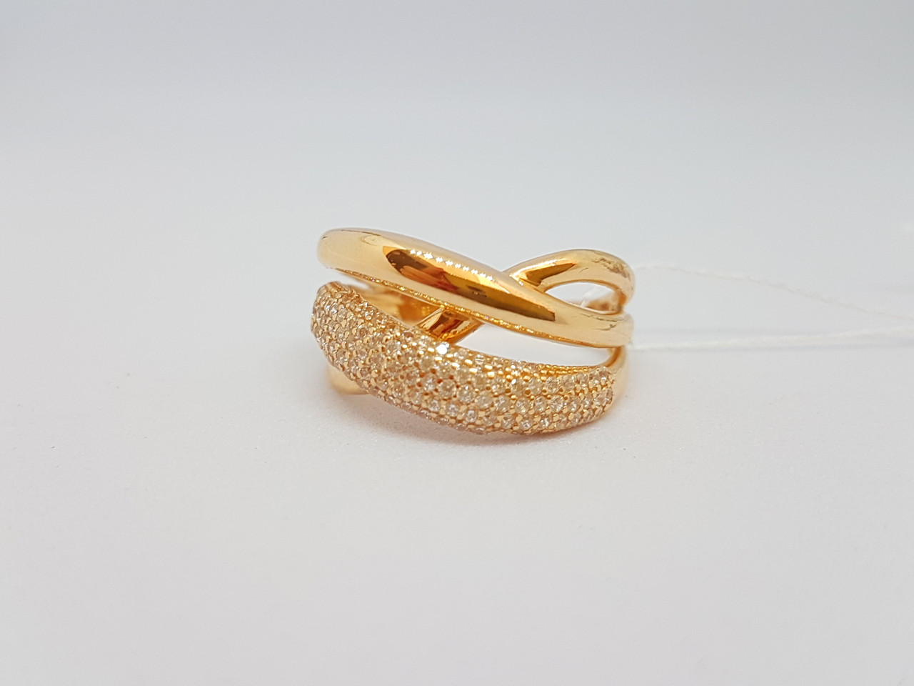 Золоте кільце з фіанітами. КВ743И 16,5, фото 1