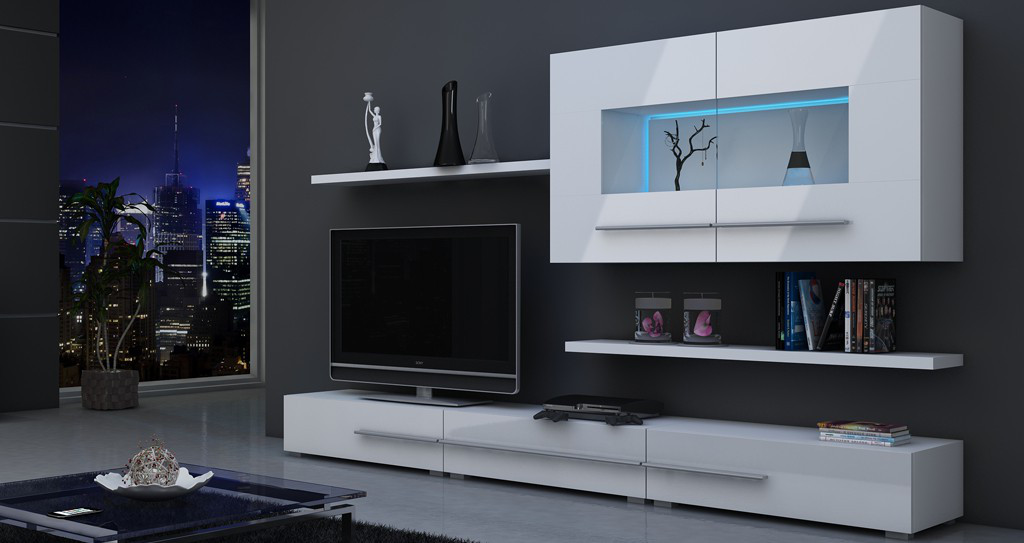 Вітальня стінка Jet Set AAAA MEBLE білий/білий глянець, фото 1