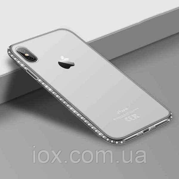Прозорий силіконовий чохол з камінчиками Swarovski для iPhone X