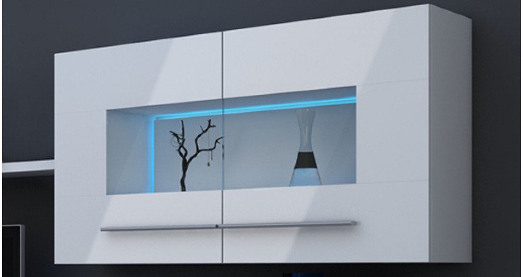 Вітрина навісна Jet Set AAAA MEBLE білий/білий глянець, фото 1