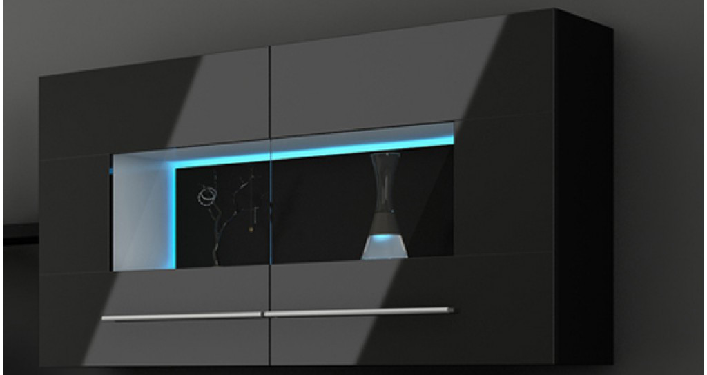 Вітрина навісна Jet Set AAAA MEBLE чорний/чорний глянець, фото 1