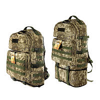 Тактический туристический супер-крепкий рюкзак трансформер 40-60 литров пиксель. Армия, рыбалка, туризм, спорт