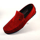 Червоні замшеві мокасини літні з перфорацією чоловіче взуття великий розмір Rosso Avangard BS Special Red Perf, фото 2