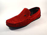 Червоні замшеві мокасини літні з перфорацією чоловіче взуття великий розмір Rosso Avangard BS Special Red Perf, фото 3
