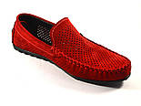 Червоні замшеві мокасини літні з перфорацією чоловіче взуття великий розмір Rosso Avangard BS Special Red Perf, фото 4