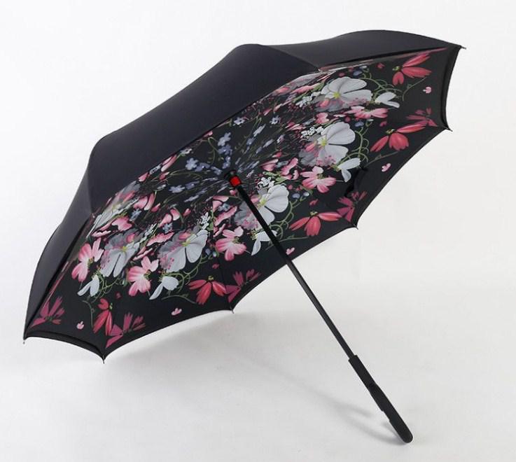 Зонт навпаки зворотного складання up-brella квіти, фото 1