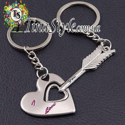 Брелок пара серце та стріла I love you для двох закоханих брелоки брелоки, фото 1
