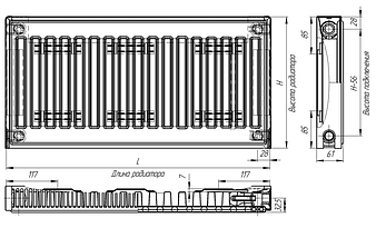 Сталевий панельний радіатор Emtas тип 11 PK 500*700 бічне під'єднання, фото 3