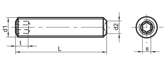 Креслення настановного гвинта DIN 916