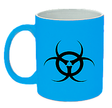 Неонова матова чашка Біологічна небезпека, яскраво-блакитна