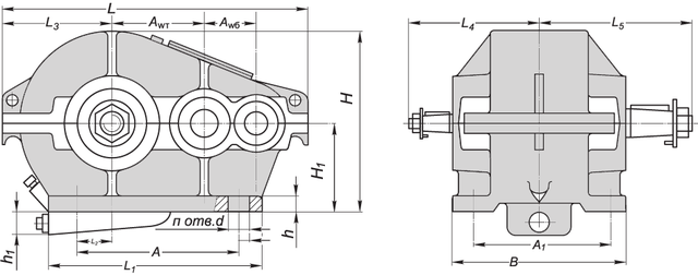 Габаритные размеры редуктора Ц2