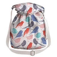 Сумка мішок Torba Разноцветные птички на белом фоне 30x30 см (TOR_16A006_WH)