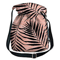 Сумка мішок Torba Черные листья на розовом фоне 30x30 см (TOR_TRO003_BL)