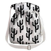 Сумка мішок Torba Черные кактусы на белом фоне 30x30 см (TOR_TRO009_WH)