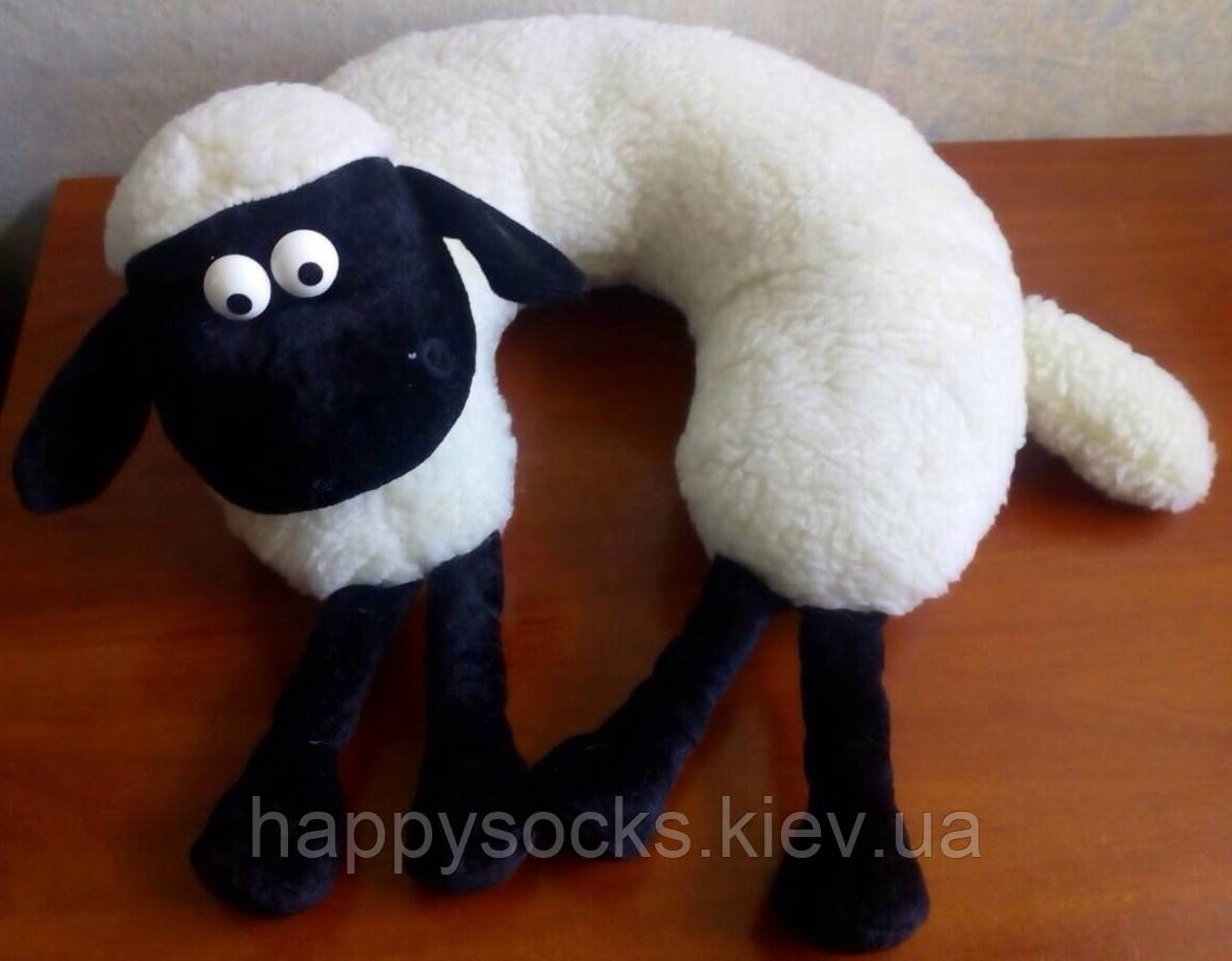 Подушка-рогалик декоративна вовняна барашок Шон