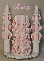 Набір весільних різальних свічок. Весільні свічки рожеві