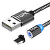 Магнітний кабель TOPK LED Magnetic Round USB Lightning 1m - Black, фото 2
