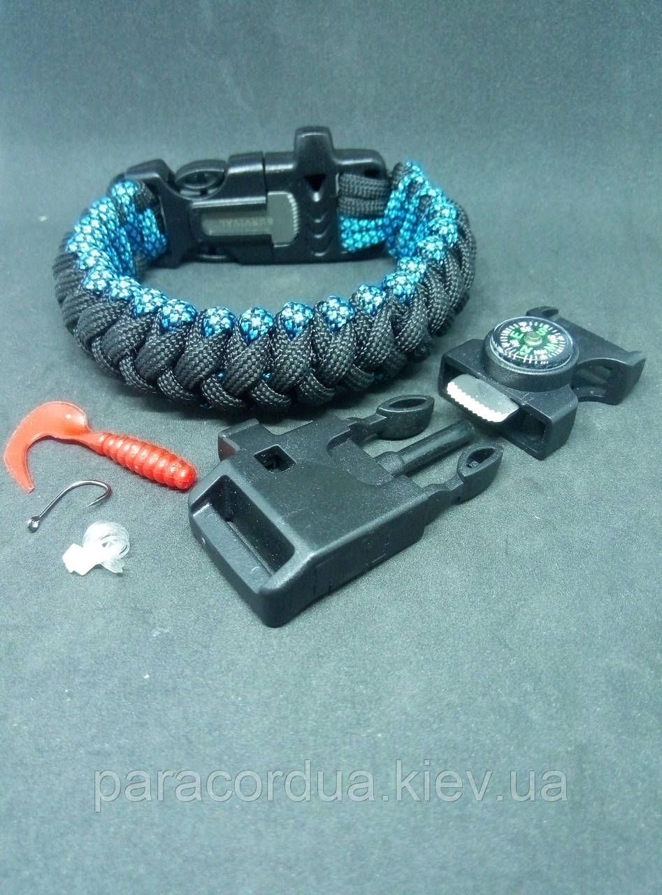 Браслет виживання з паракорда "Рибалка" 5 в 1, "Слизька Кобра+"