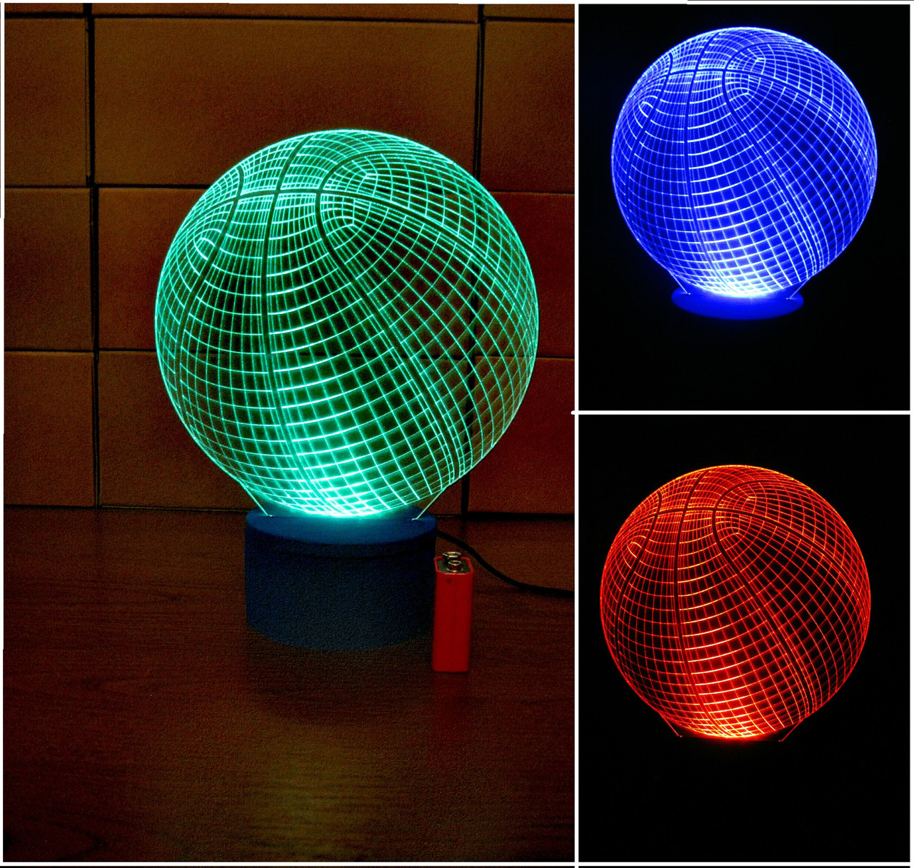 3d-світильник Баскетбольний м'яч, 3д-нічник, кілька підсвічувань (на батарейці)