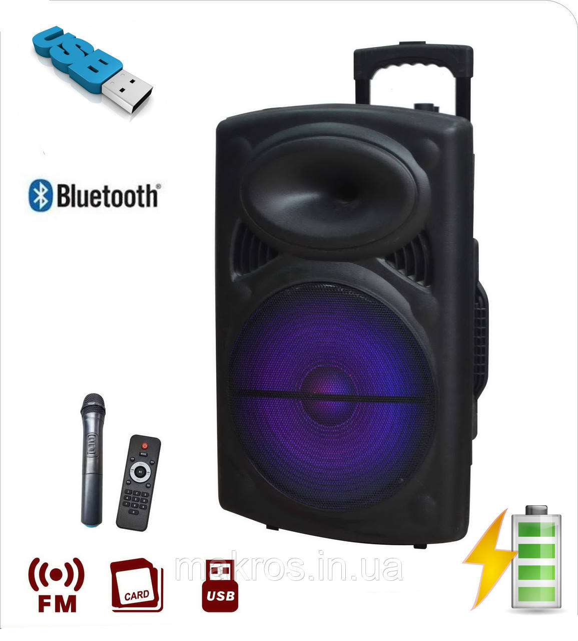 Автономна акумуляторна акустика USBFM-F15AK-DT, фото 1