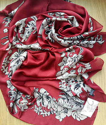 Палантин Valentino, шовк, бордо, фото 4