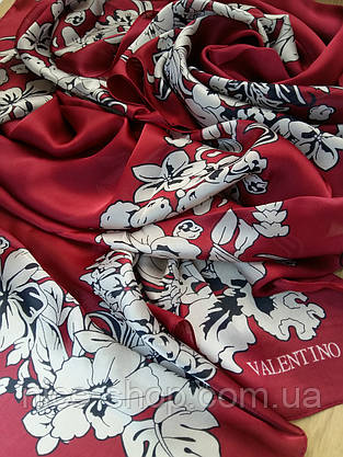 Палантин Valentino, шовк, бордо, фото 5