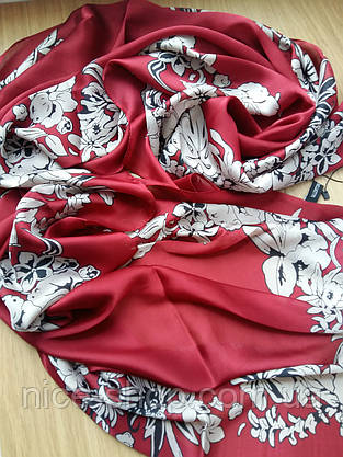 Палантин Valentino, шовк, бордо, фото 6