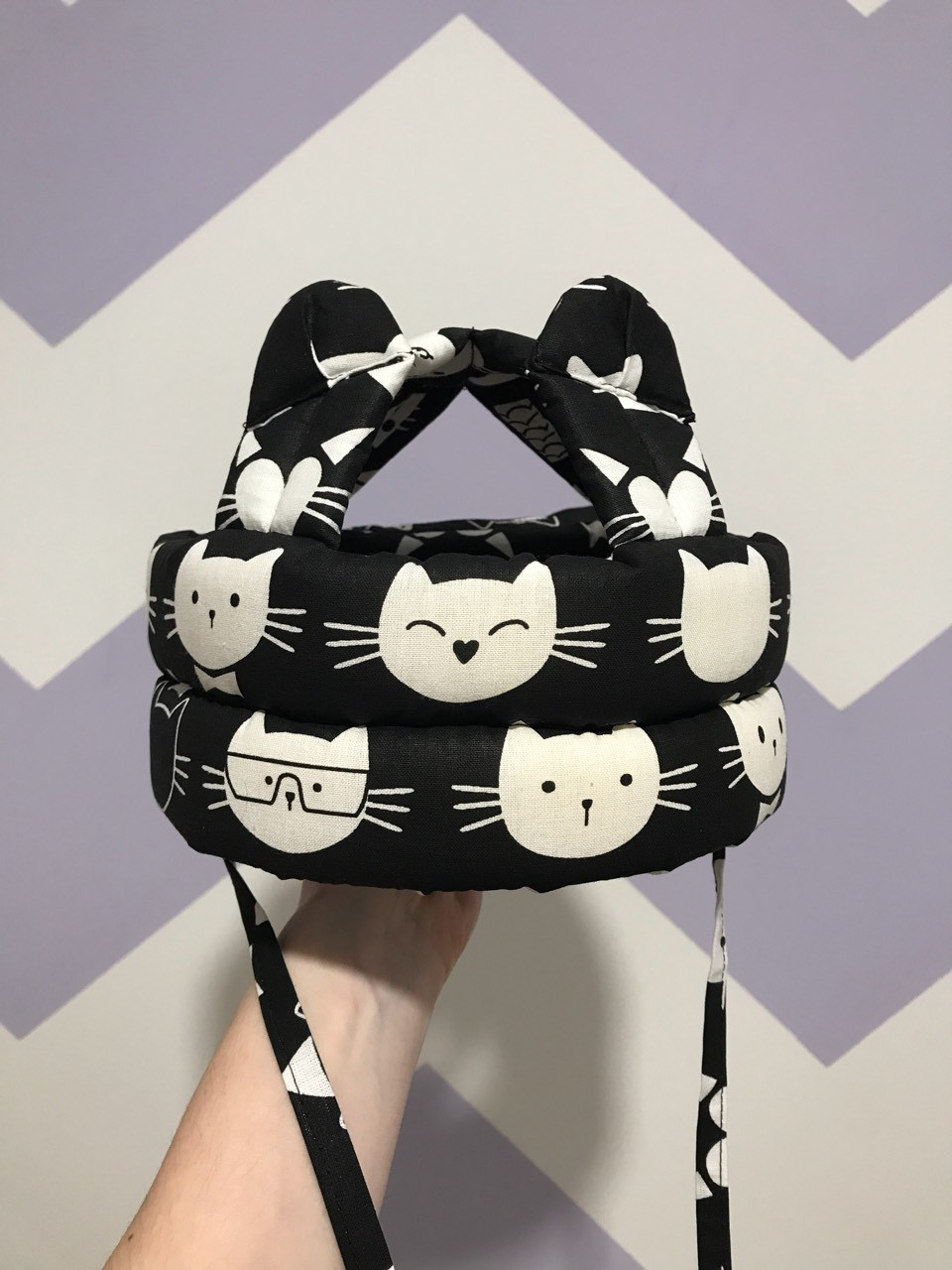 Защита головы ребёнка от ударов, шлем с ушками, расцветки Black kittens ...