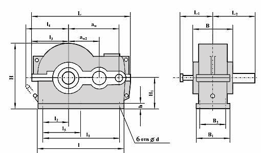 Габаритные размеры редуктора РЦД