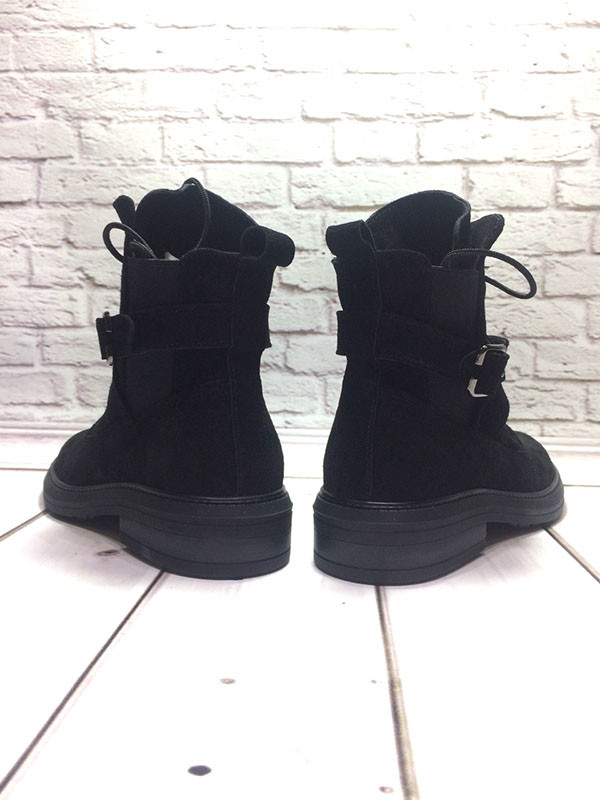 Ботинки женские без каблука демисезонные кожа/замша черные Uk0052 - фото 7 - id-p133244688
