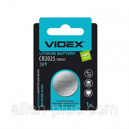 Videx Батарейка літієва Videx CR2025 1 pc BLISTER CARD (24/648)
