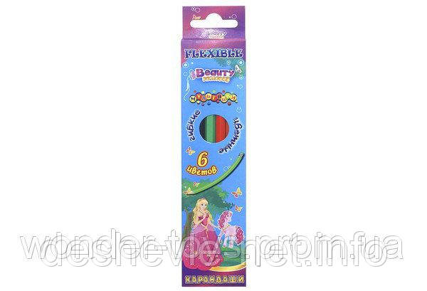 Олівці "Princess world", Kidis, гнучкі, 6 кольорів