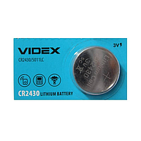 Батарейка литиевая Videx CR2430 3V 5pcs blister card 100 шт/уп