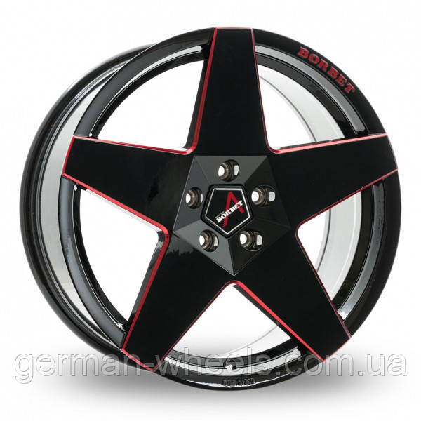 Диски Borbet A NEU колір Black Red Glossy параметри 8J x 18" 5 x 112 ET 45